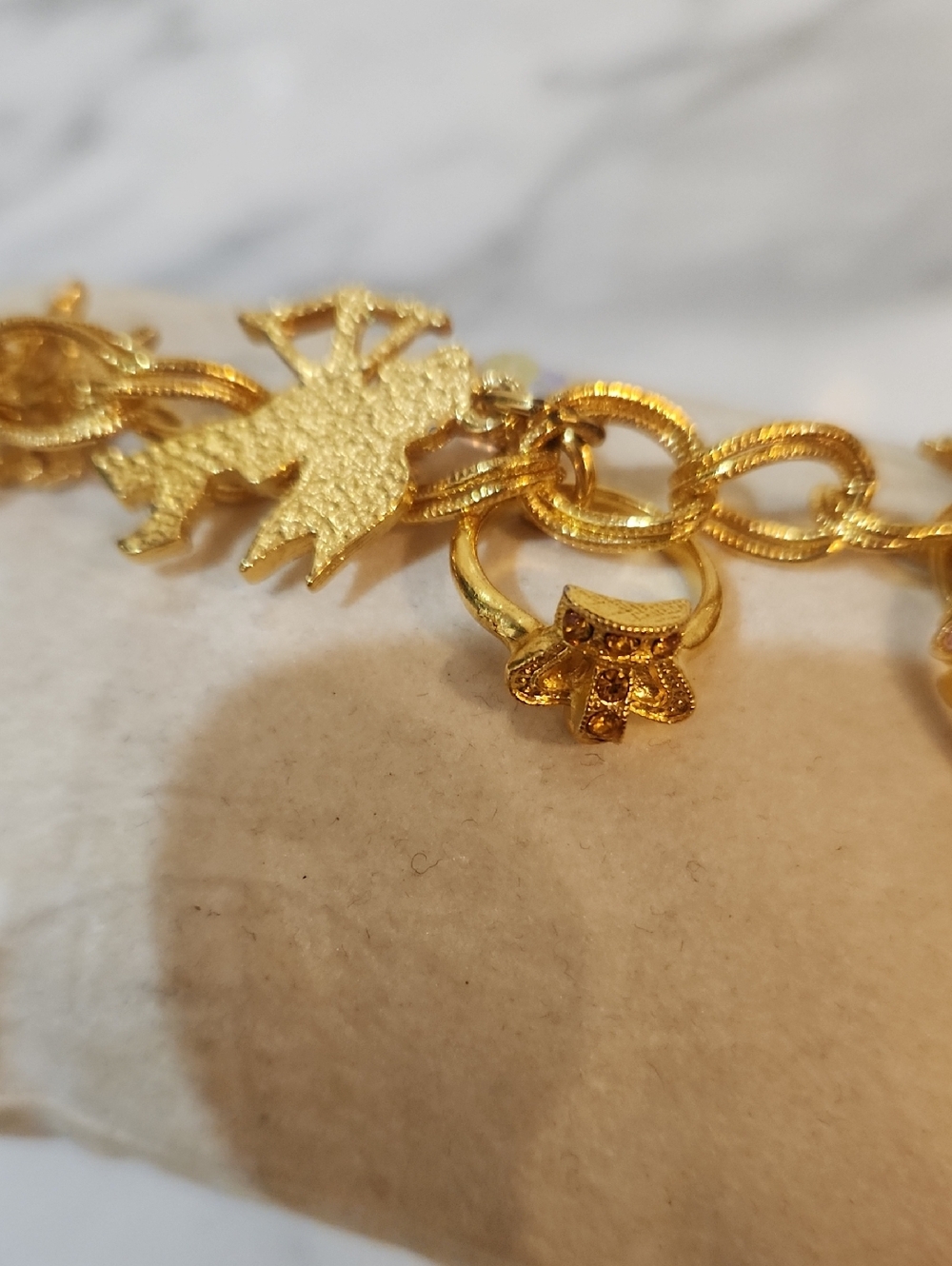 Kirks Folly Gold Charm Angel Bracelet with Clear Crystal Drops - Picture 8 of 13